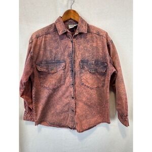 Sudden Impact Shirt Pink Purple Acid Wash Vintage Cotton Button Down S Brazil